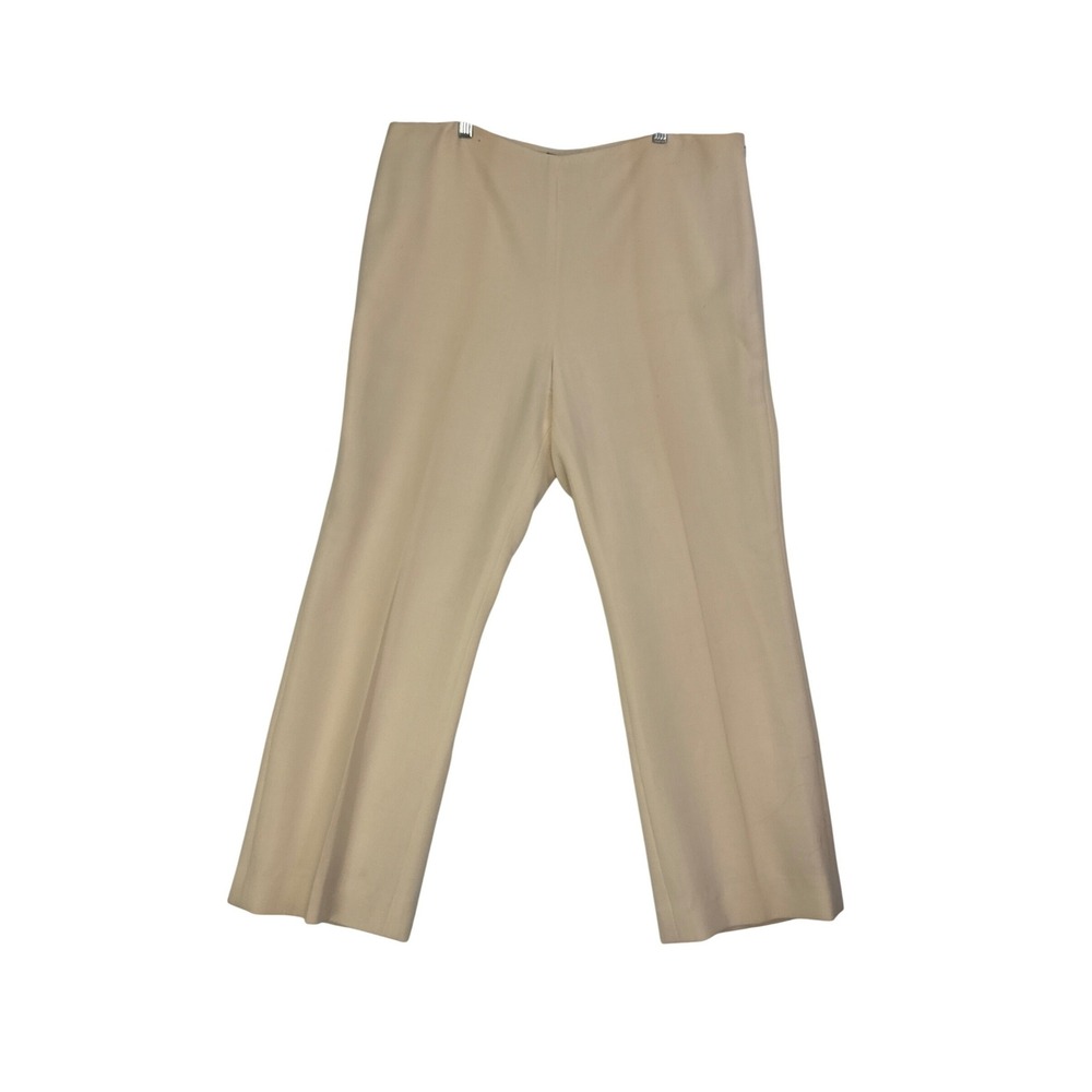 ANNE KLEIN NEW YORK Ivory 100% Wool Dress Pants Sz 16, 38 waist lined flat front